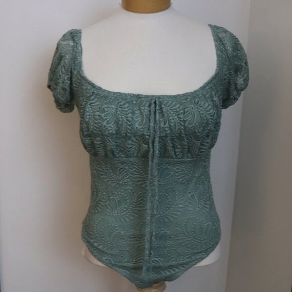 Lace Coquette Peasant Top Bodysuit